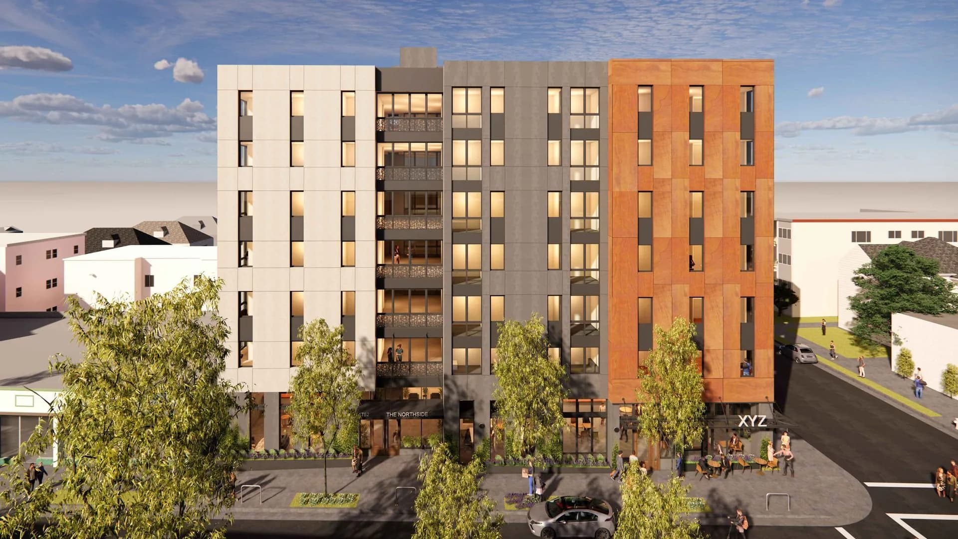 Panoramic Northside at 1752 Shattuck Avenue: a seven-story furnished apartment building between the Gourmet Ghetto and Downtown Berkeley